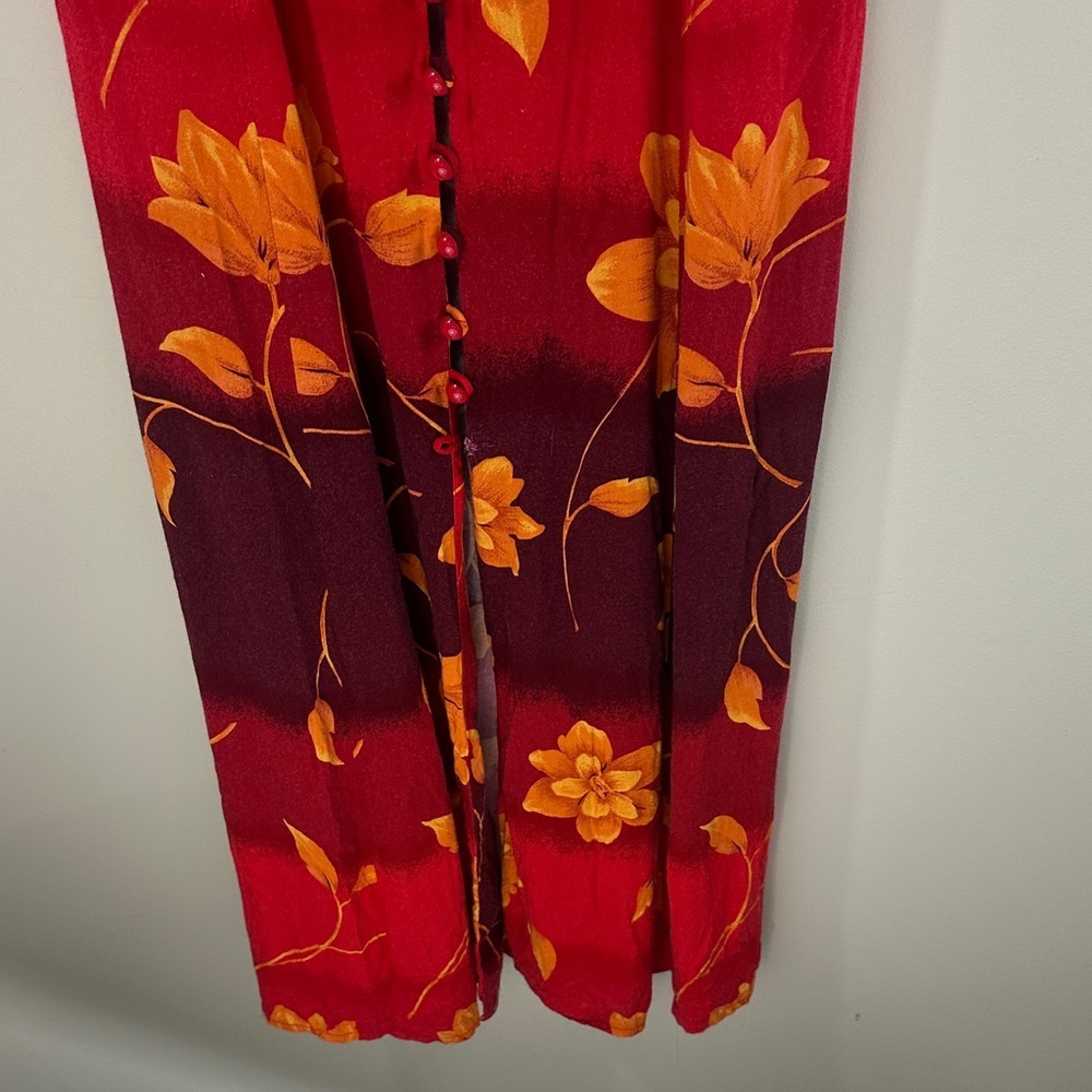 Oliva Rose Tropical Red and Orange Floral Sleeveless Back Tie Dress Size 8M - Picture 5 of 9
